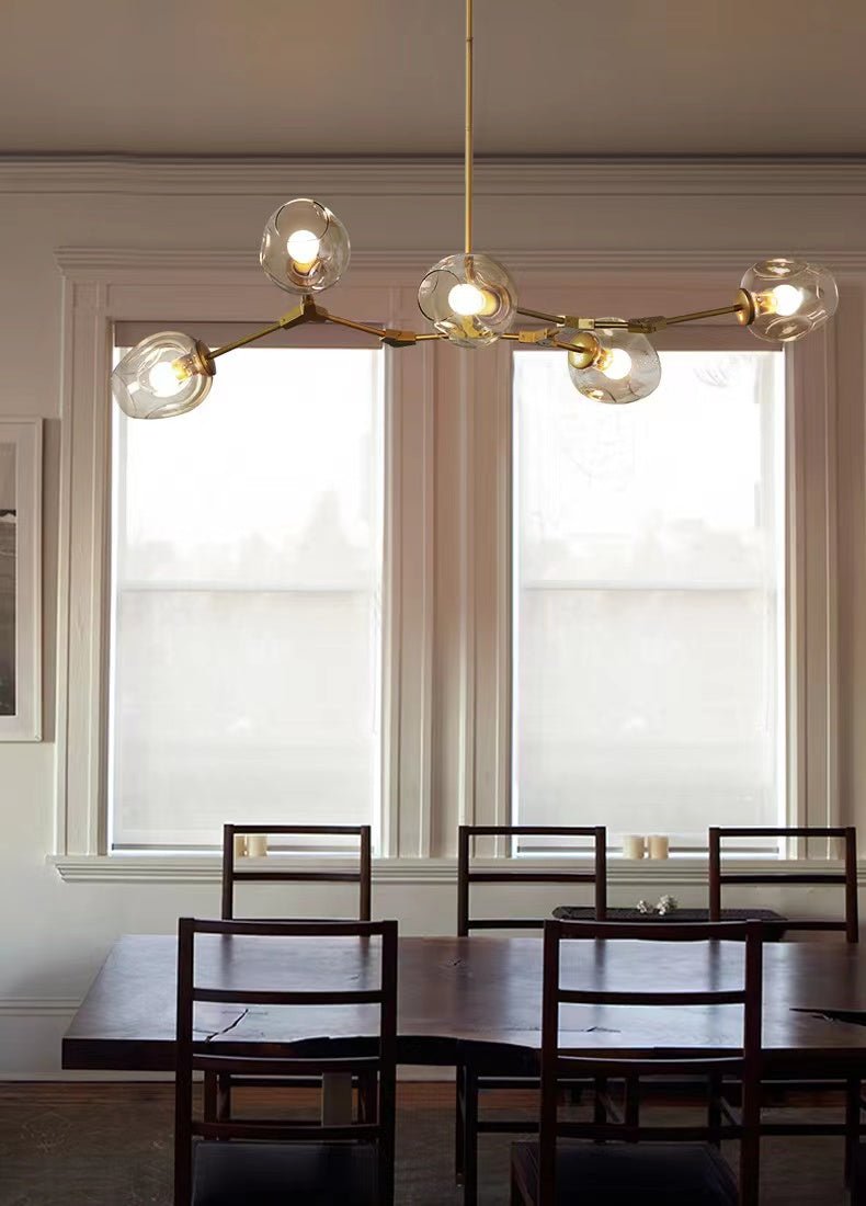 Modern Industrial Branch Chandelier with Multiple Glass Pendants Extra Large for Living or Dining Room - GILDLAMPS