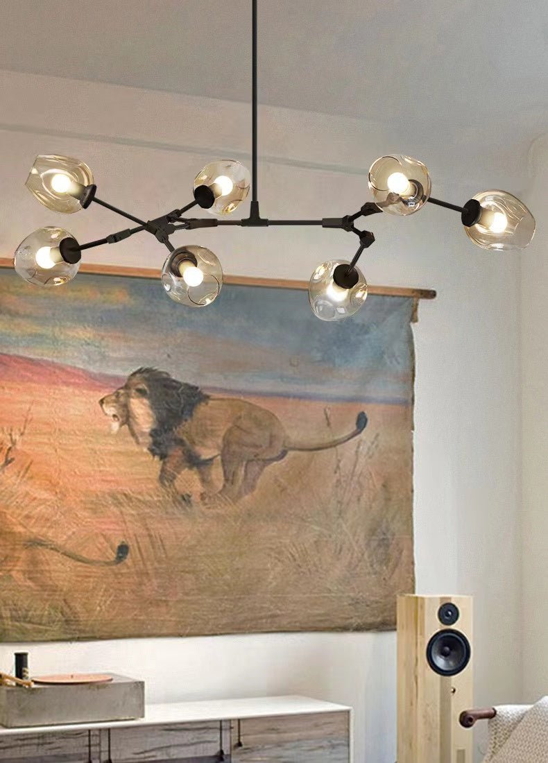 Modern Industrial Branch Chandelier with Multiple Glass Pendants Extra Large for Living or Dining Room - GILDLAMPS