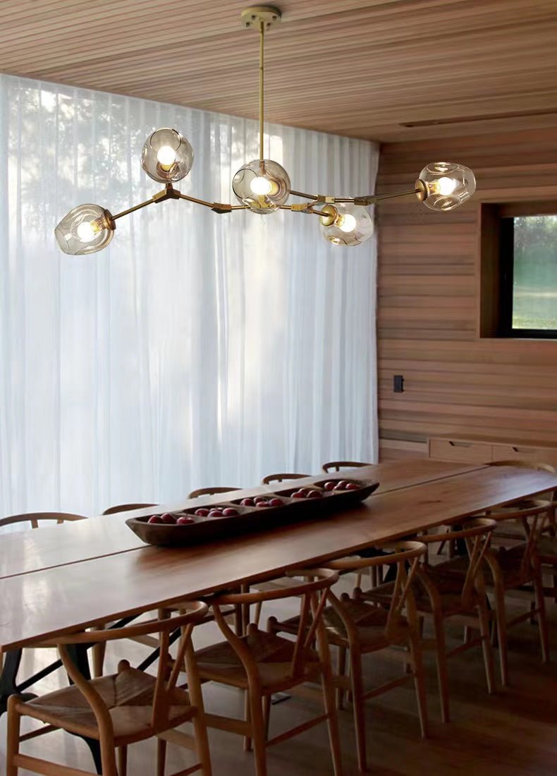 Modern Industrial Branch Chandelier with Multiple Glass Pendants Extra Large for Living or Dining Room - GILDLAMPS