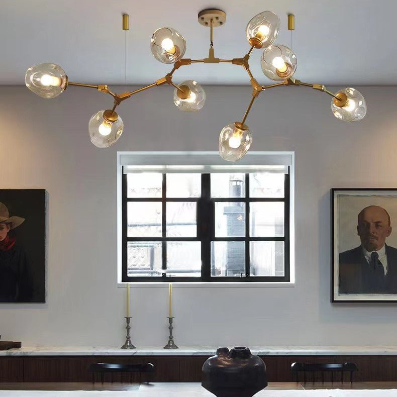 Modern Industrial Branch Chandelier with Multiple Glass Pendants Extra Large for Living or Dining Room - GILDLAMPS