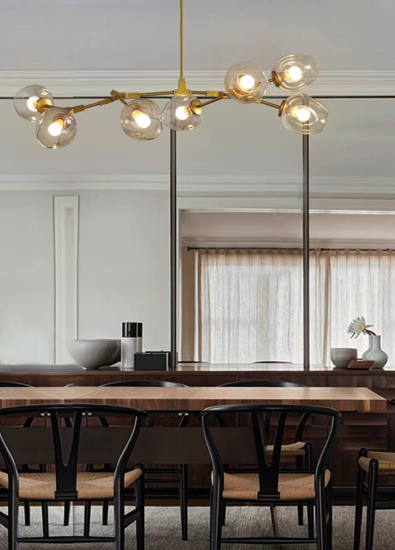 Modern Industrial Branch Chandelier with Multiple Glass Pendants Extra Large for Living or Dining Room - GILDLAMPS