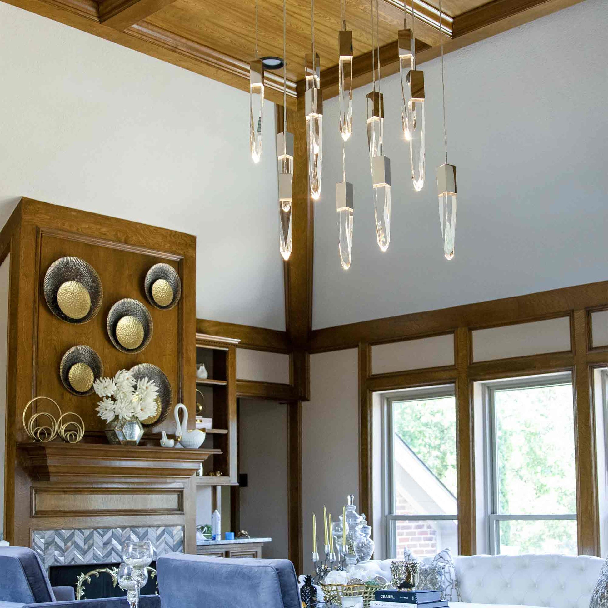 Modern Light Luxury Round/Rectangle Ceiling Pendant Light in Black Finish for Kitchen Island/ Staircase/Living Room - GILDLAMPS