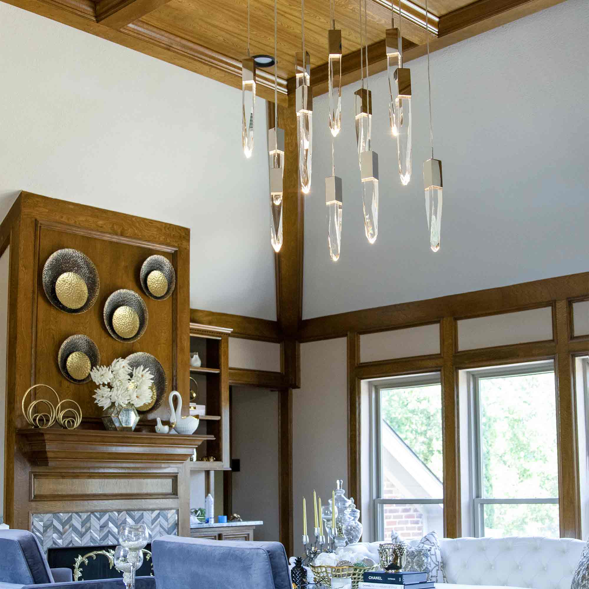 Modern Light Luxury Round/Rectangle Ceiling Pendant Light in Black Finish for Kitchen Island/ Staircase/Living Room - GILDLAMPS