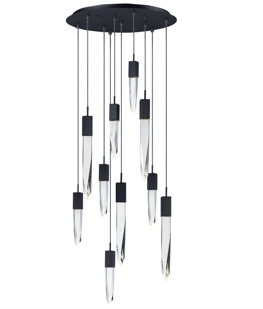 Modern Light Luxury Round/Rectangle Ceiling Pendant Light in Black Finish for Kitchen Island/ Staircase/Living Room - GILDLAMPS