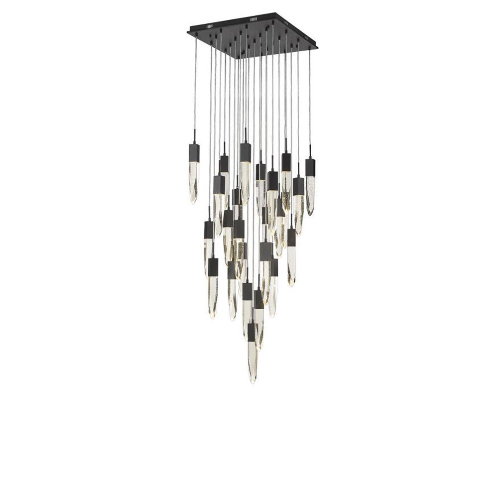 Modern Light Luxury Round/Rectangle Ceiling Pendant Light in Black Finish for Kitchen Island/ Staircase/Living Room - GILDLAMPS