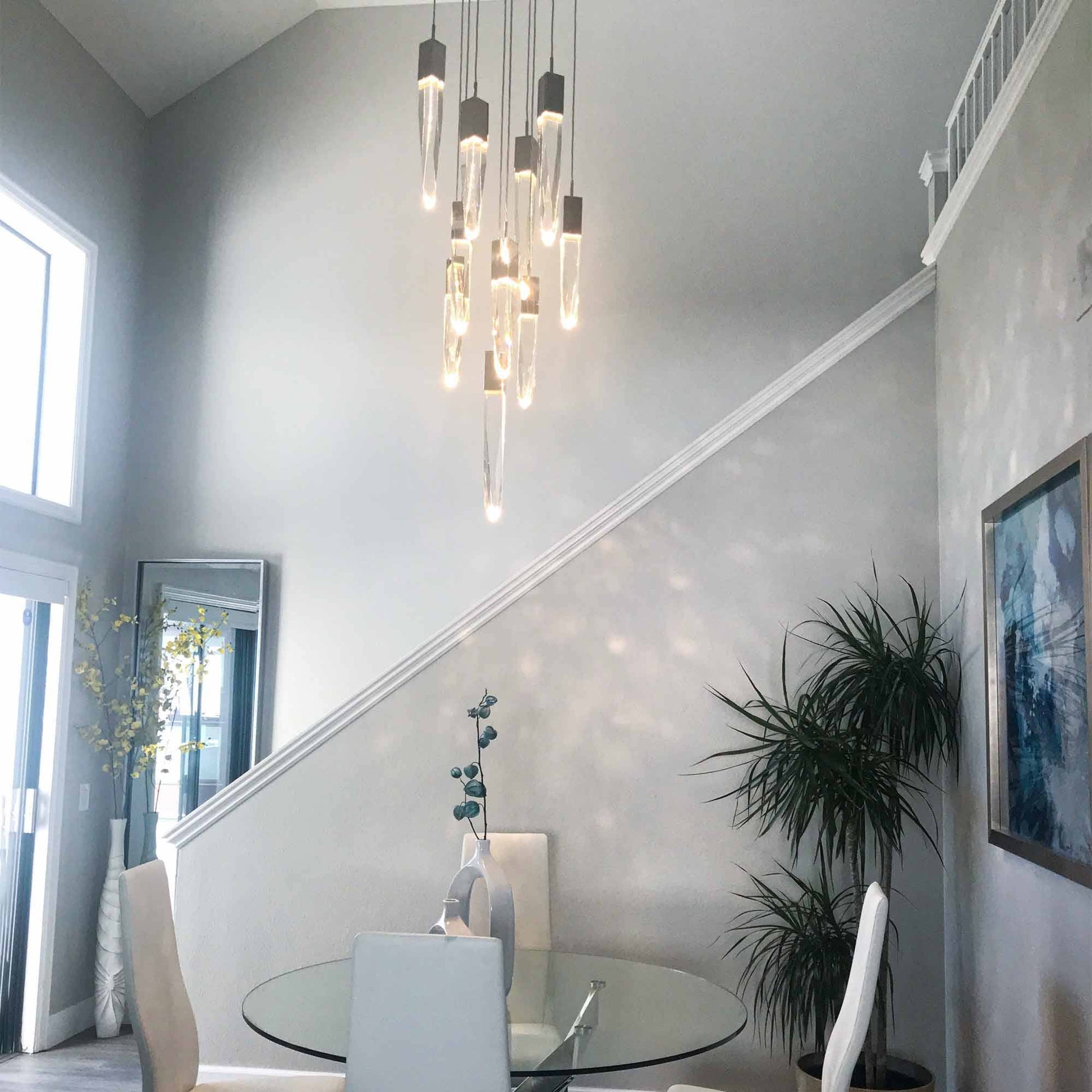 Modern Light Luxury Round/Rectangle Ceiling Pendant Light in Black Finish for Kitchen Island/ Staircase/Living Room - GILDLAMPS