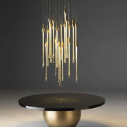 Modern Long Gold Glass Rain Rod Pendant Light for Staircase/High-ceiling room - GILDLAMPS