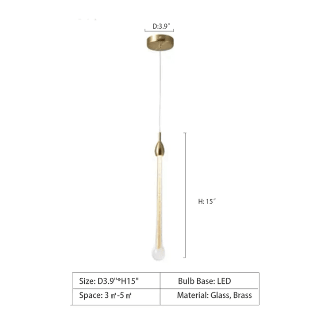 Modern Long Gold Glass Rain Rod Pendant Light for Staircase/High-ceiling room - GILDLAMPS
