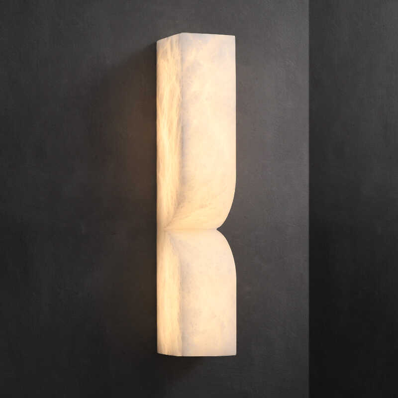 Modern Luxe Brass Natural Alabaster Wall Sconce for Entryway - GILDLAMPS
