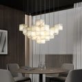 Modern Luxury Alabaster Cubic Round Pendant For Dining Table, Staircase - GILDLAMPS