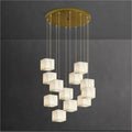 Modern Luxury Alabaster Cubic Round Pendant For Dining Table, Staircase - GILDLAMPS