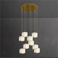 Modern Luxury Alabaster Cubic Round Pendant For Dining Table, Staircase - GILDLAMPS
