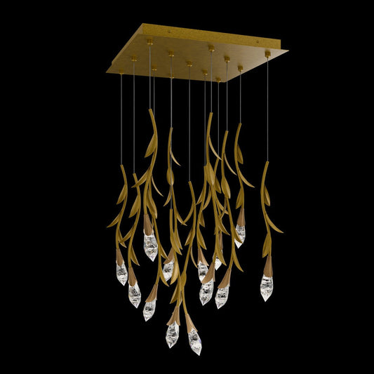 Modern Luxury Floating Branches Floral Crystal Chandelier with Square Canopy for High - ceiling - GILDLAMPS