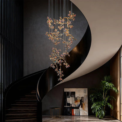Modern Staircase Chandelier Crystal Hollow Rotating Ceiling Light - GILDLAMPS