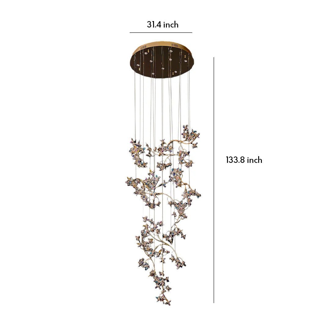 Modern Staircase Chandelier Crystal Hollow Rotating Ceiling Light - GILDLAMPS