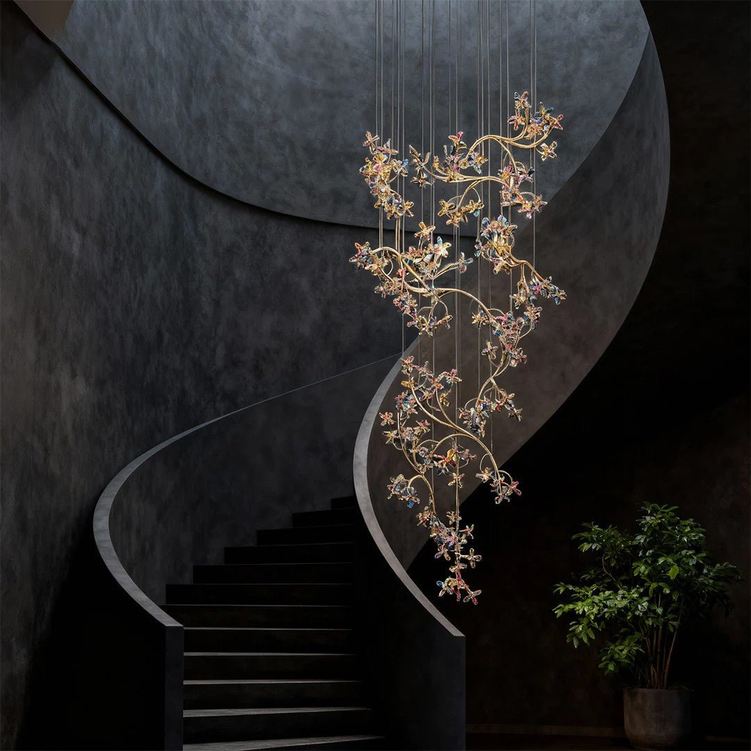 Modern Staircase Chandelier Crystal Hollow Rotating Ceiling Light - GILDLAMPS