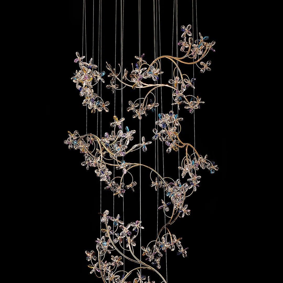 Modern Staircase Chandelier Crystal Hollow Rotating Ceiling Light - GILDLAMPS