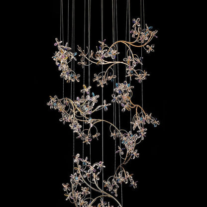 Modern Staircase Chandelier Crystal Hollow Rotating Ceiling Light - GILDLAMPS