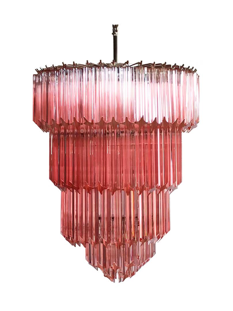 Murano Chandelier – 112 prisms – Pink - GILDLAMPS