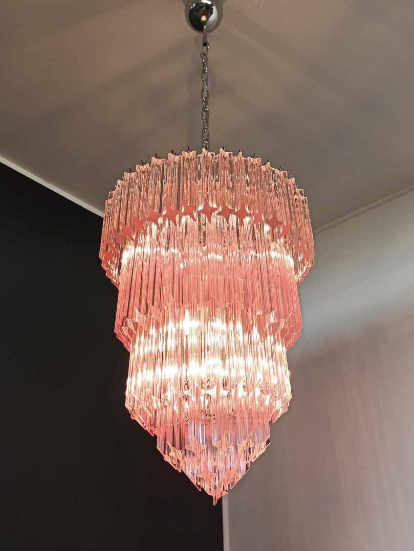 Murano Chandelier – 112 prisms – Pink - GILDLAMPS
