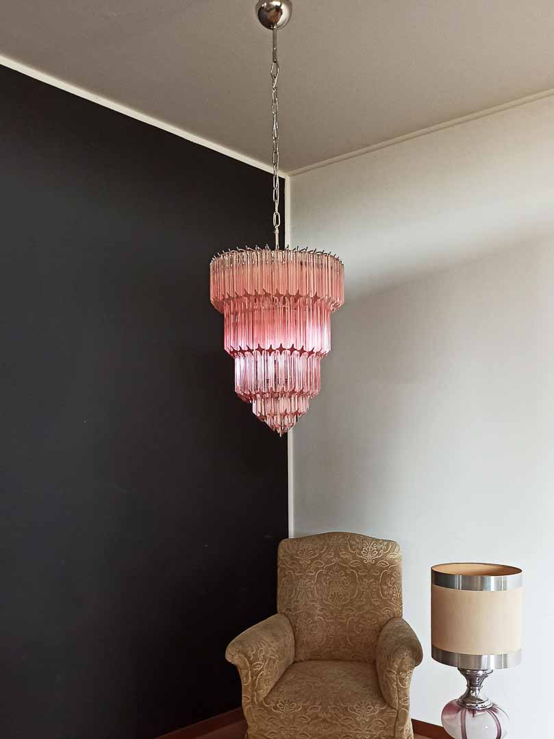 Murano Chandelier – 112 prisms – Pink - GILDLAMPS