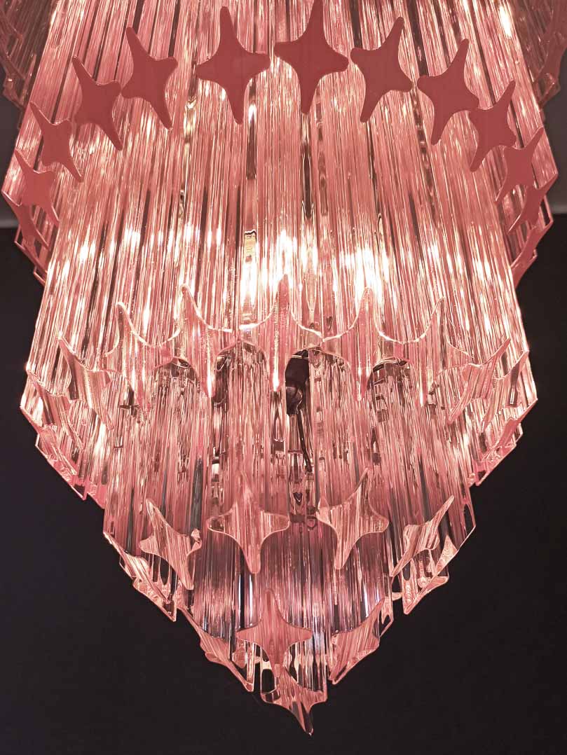 Murano Chandelier – 112 prisms – Pink - GILDLAMPS