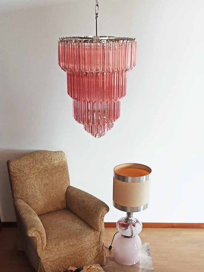 Murano Chandelier – 112 prisms – Pink - GILDLAMPS