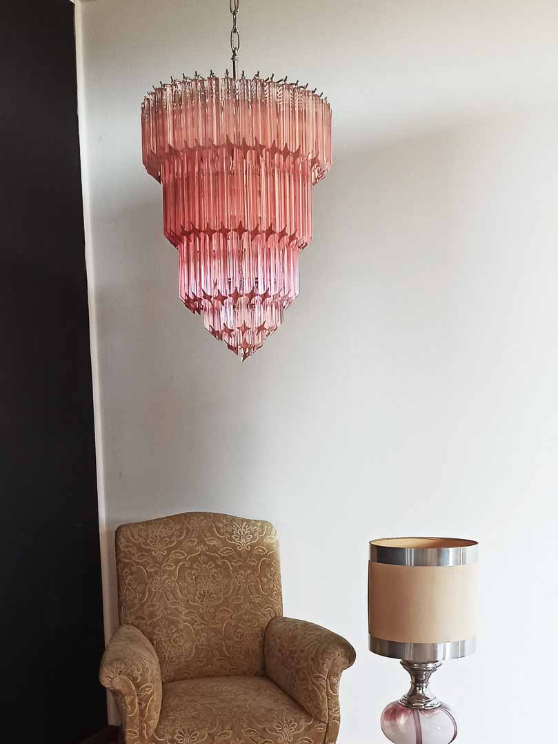 Murano Chandelier – 112 prisms – Pink - GILDLAMPS