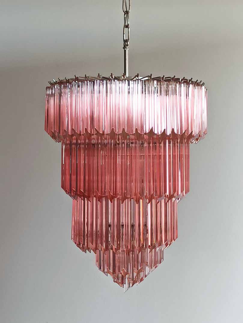 Murano Chandelier – 112 prisms – Pink - GILDLAMPS