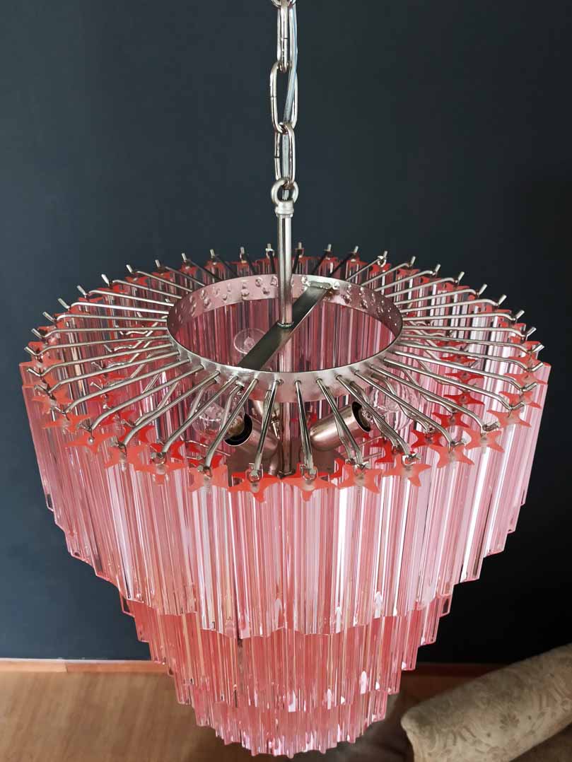 Murano Chandelier – 112 prisms – Pink - GILDLAMPS