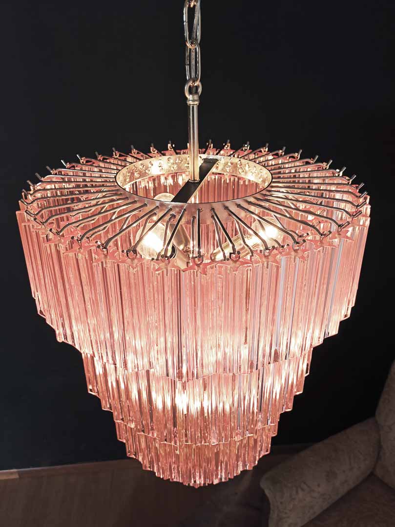 Murano Chandelier – 112 prisms – Pink - GILDLAMPS