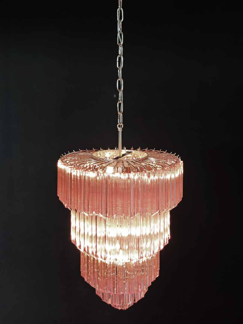 Murano Chandelier – 112 prisms – Pink - GILDLAMPS