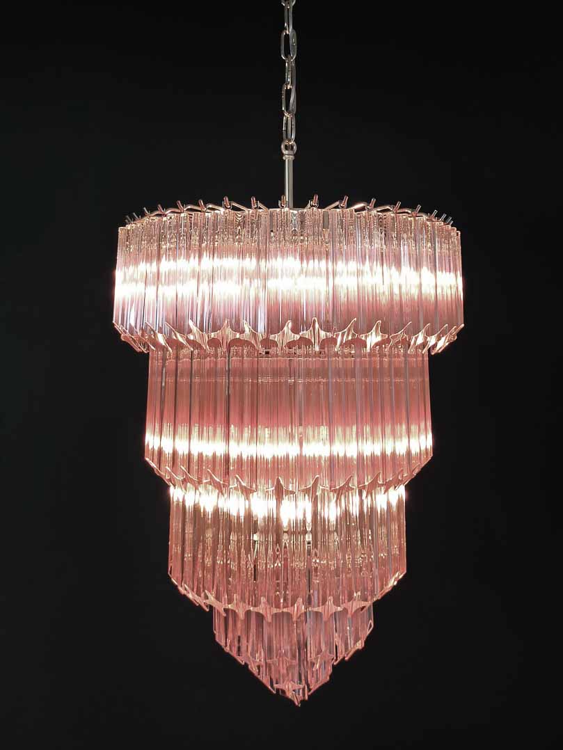 Murano Chandelier – 112 prisms – Pink - GILDLAMPS