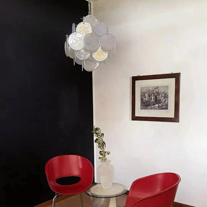 Murano Chandelier 36 White Disks - GILDLAMPS