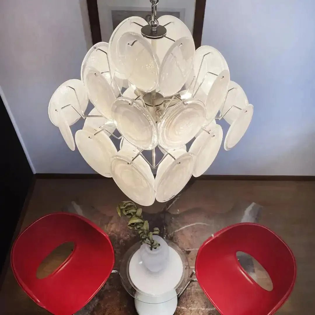 Murano Chandelier 36 White Disks - GILDLAMPS