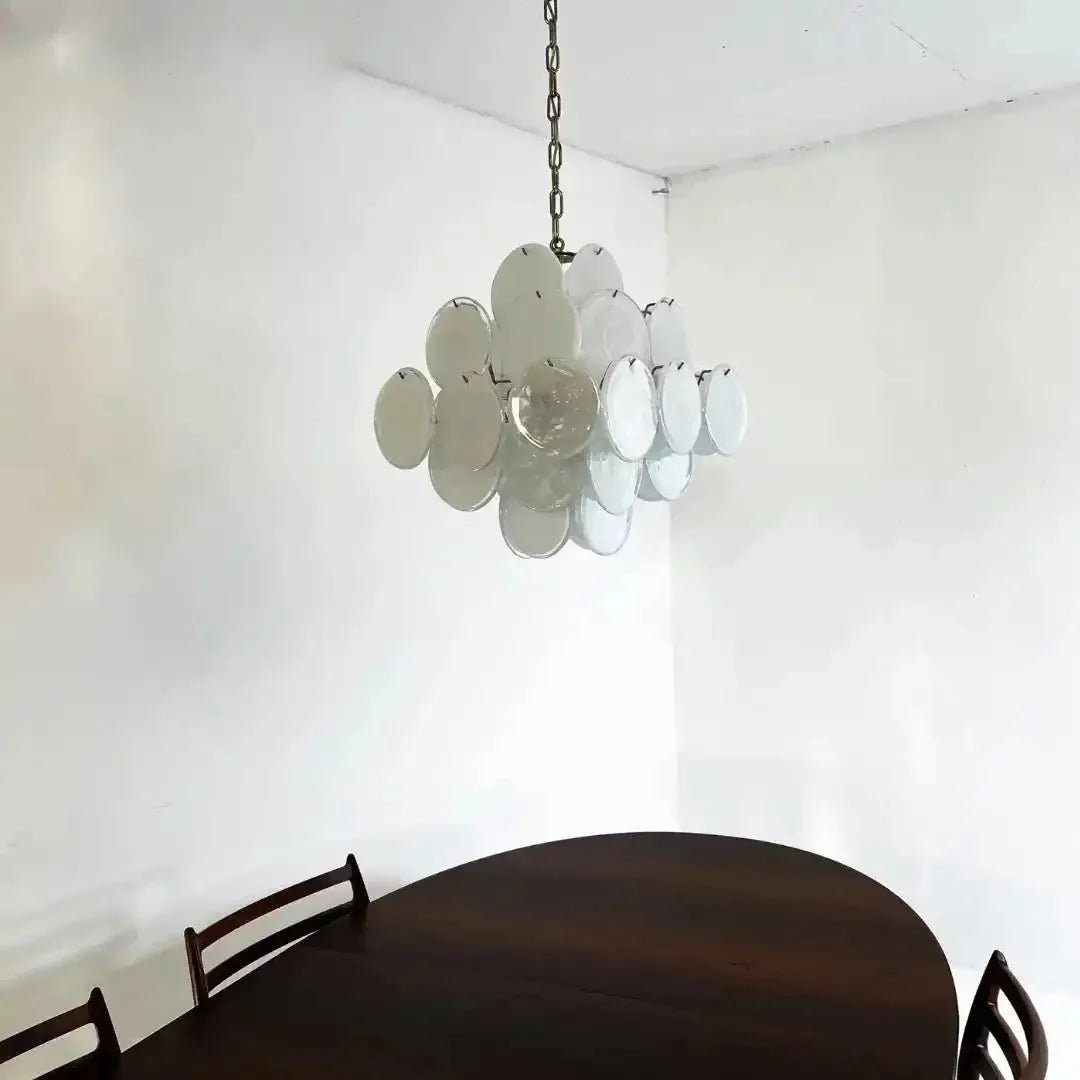 Murano Chandelier 36 White Disks - GILDLAMPS