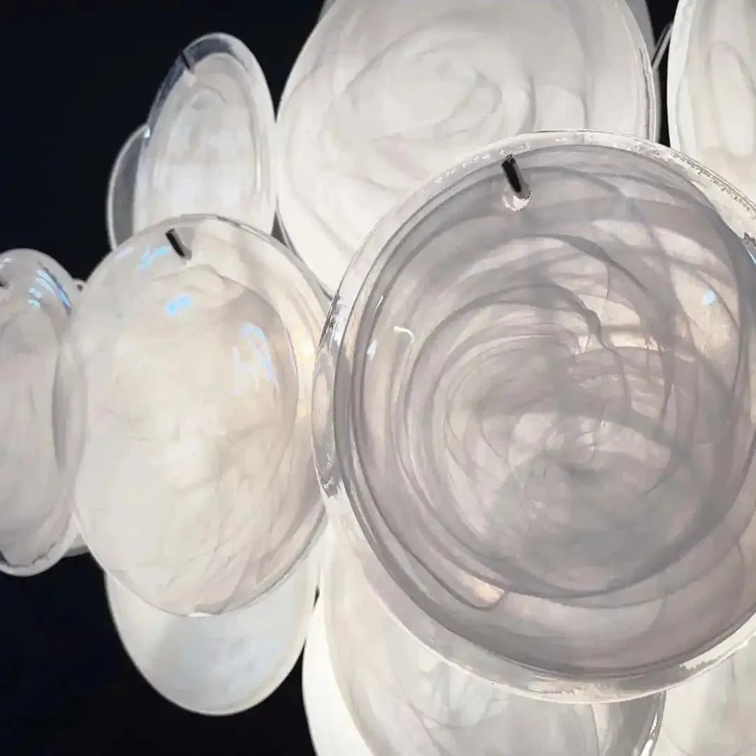 Murano Chandelier 36 White Disks - GILDLAMPS