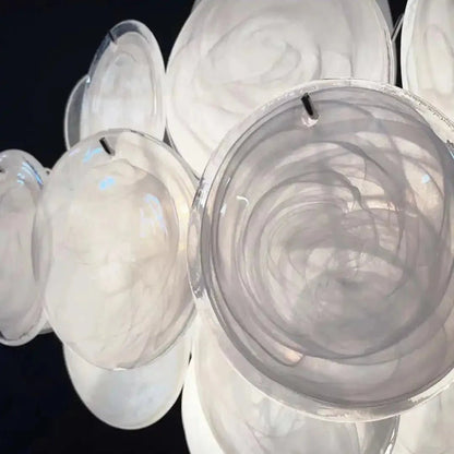 Murano Chandelier 36 White Disks - GILDLAMPS