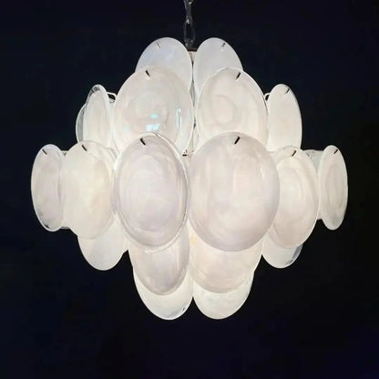 Murano Chandelier 36 White Disks - GILDLAMPS
