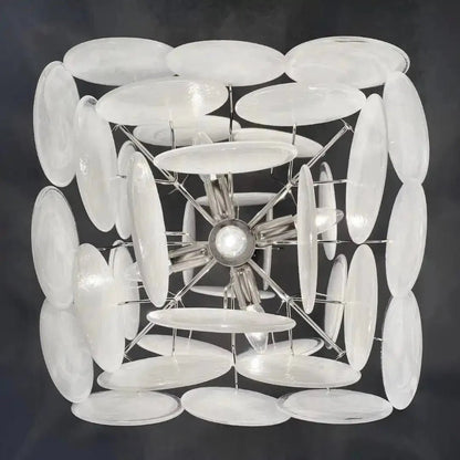 Murano Chandelier 36 White Disks - GILDLAMPS