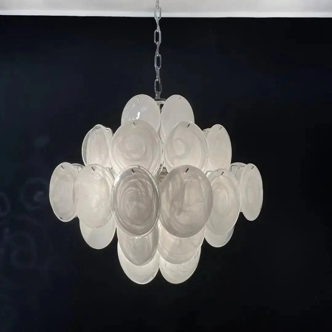 Murano Chandelier 36 White Disks - GILDLAMPS