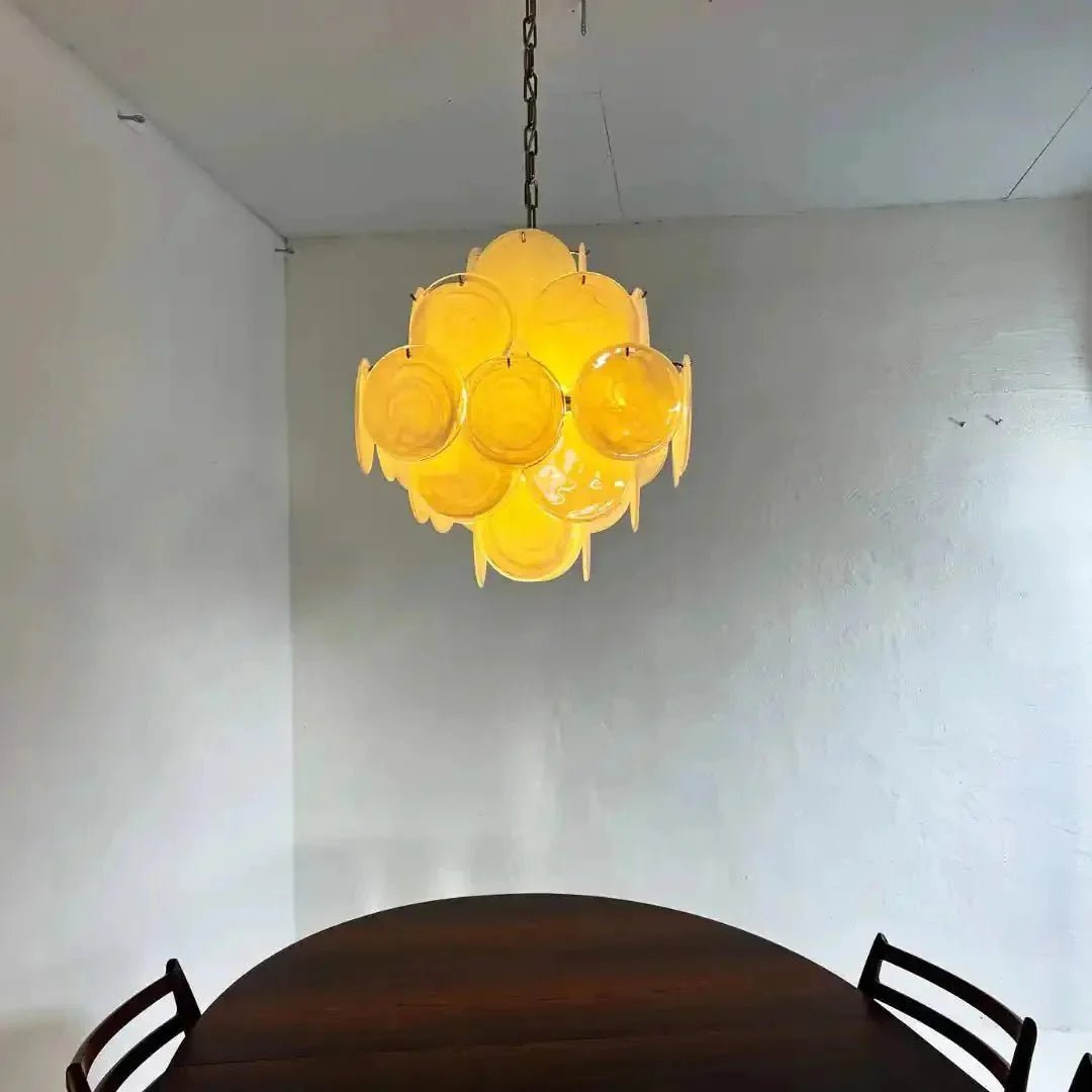 Murano Chandelier 36 White Disks - GILDLAMPS