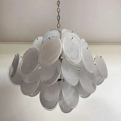 Murano Chandelier 36 White Disks - GILDLAMPS