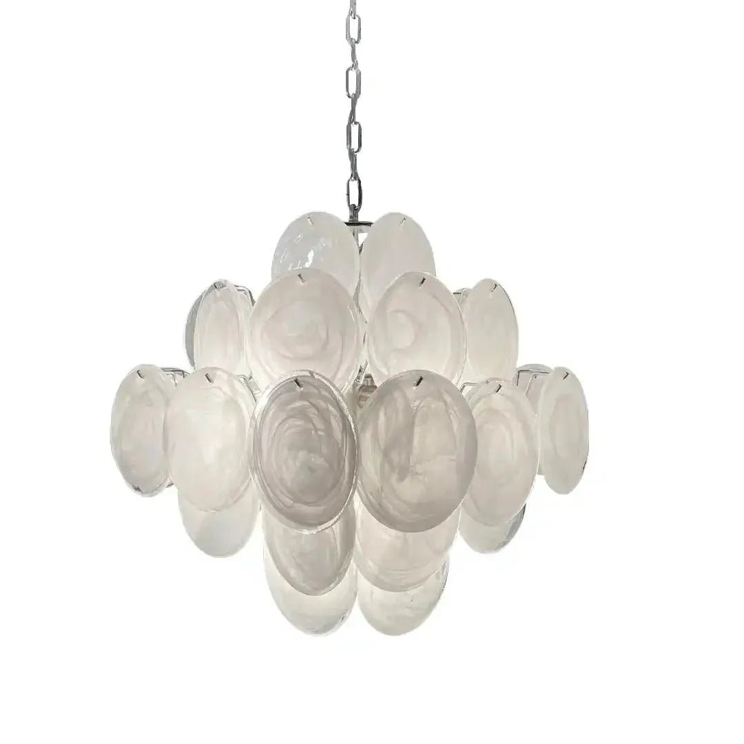 Murano Chandelier 36 White Disks - GILDLAMPS