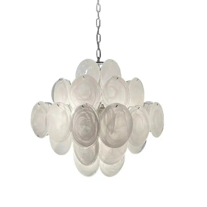 Murano Chandelier 36 White Disks - GILDLAMPS