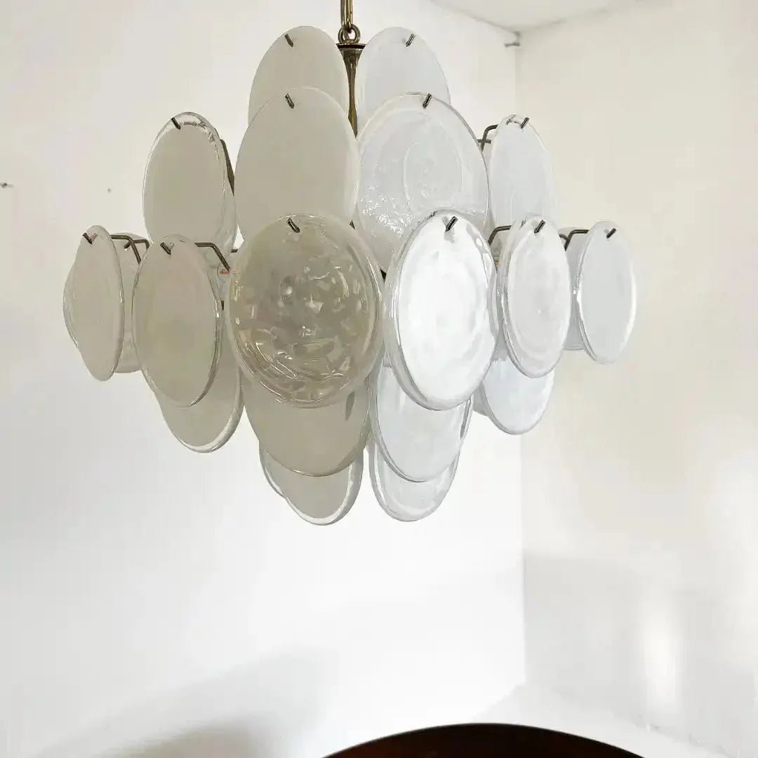 Murano Chandelier 36 White Disks - GILDLAMPS