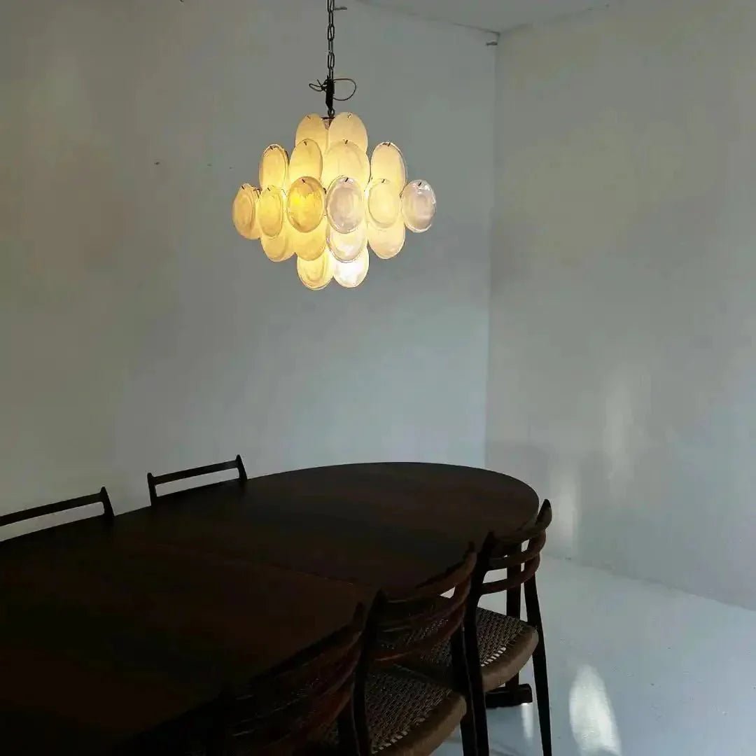 Murano Chandelier 36 White Disks - GILDLAMPS