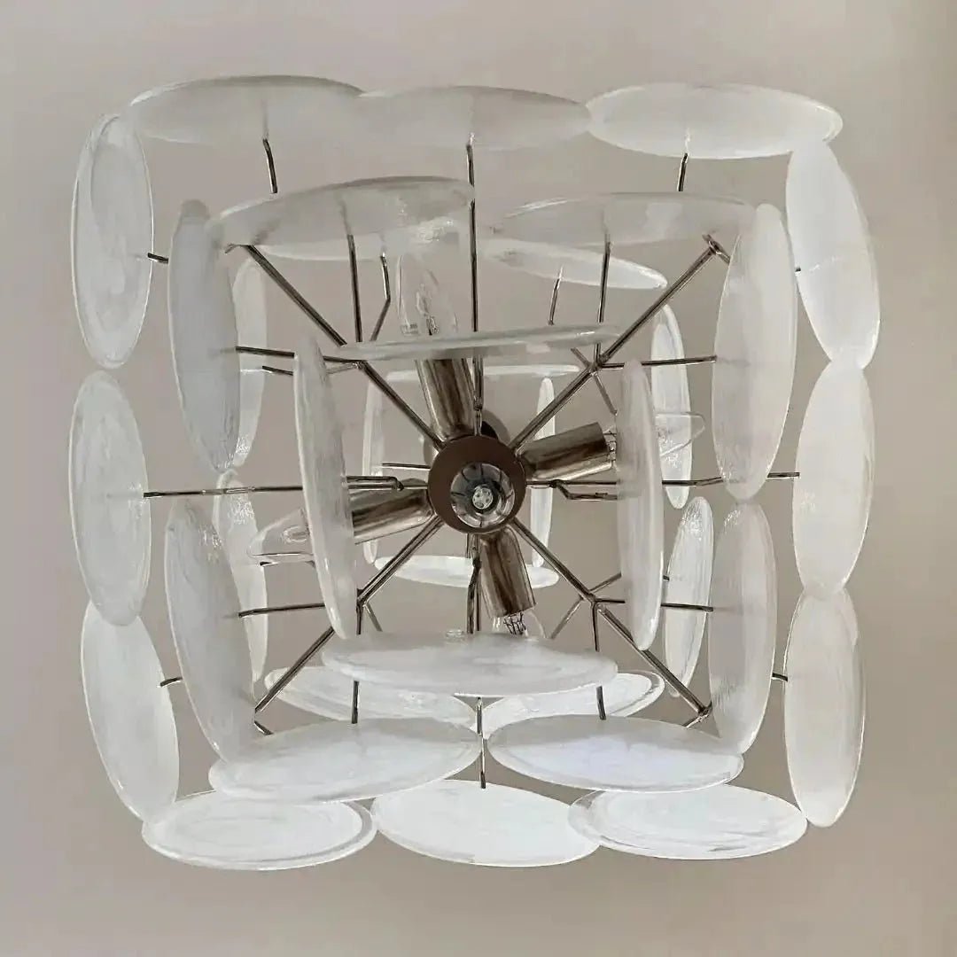 Murano Chandelier 36 White Disks - GILDLAMPS