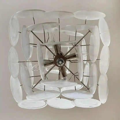 Murano Chandelier 36 White Disks - GILDLAMPS