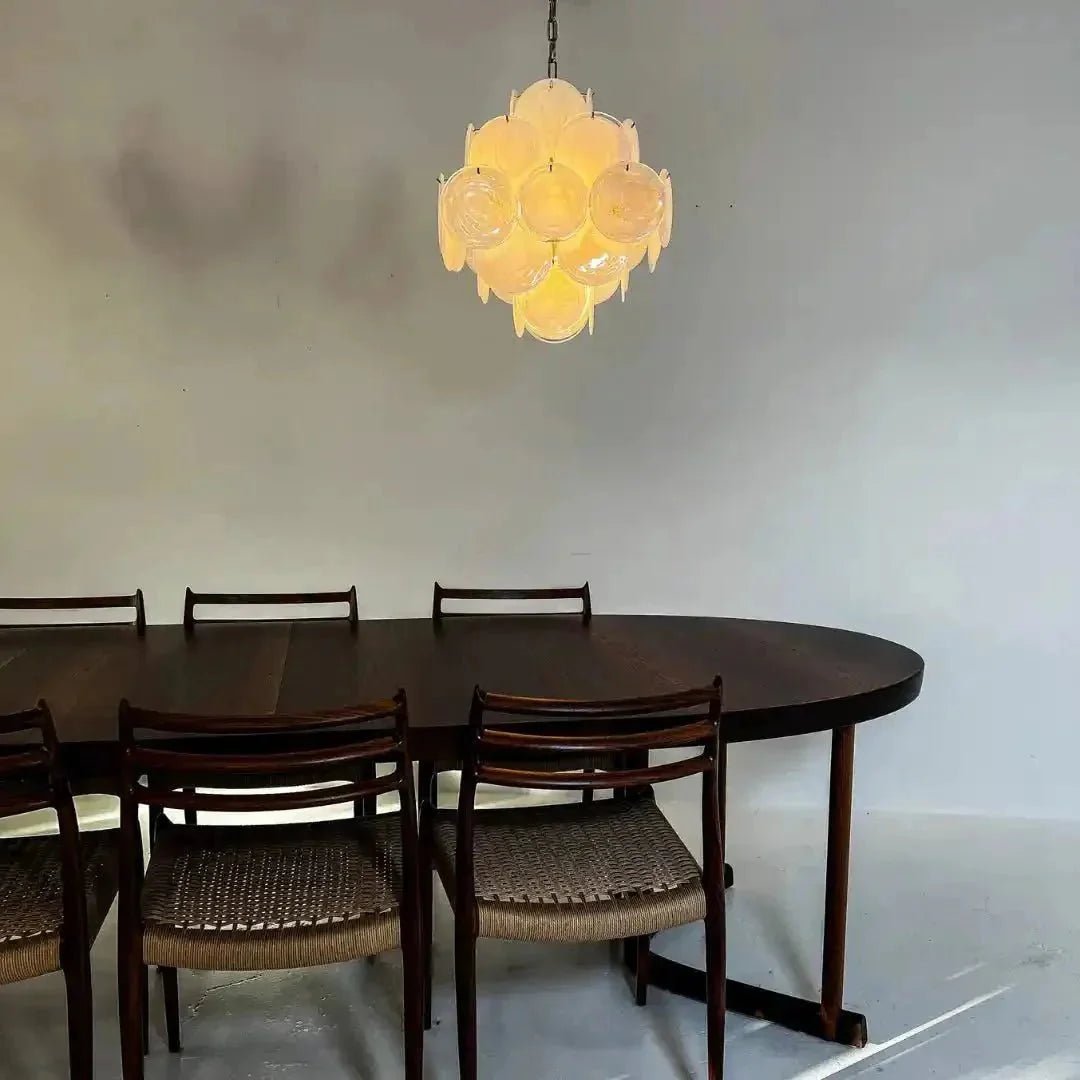 Murano Chandelier 36 White Disks - GILDLAMPS